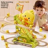 Battery Operated Duck Slide Railway Track Toy – Auto Stair Climbing Duck Roller Coaster for Kids